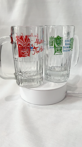 Hawaiian Tiki Beer Mugs (2) 2002 & 2004 Kona Brewers Festival Ales in the Isles - Video 1 of 1
