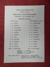 ASTON VILLA v AMB | 1984/1985 | RESERVAS | 14 NOV 1984 | UK FREEPOST