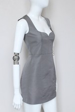New! Red VALENTINO grey satin taffeta sleeveless mini dress UK6 US2 IT38 hayley