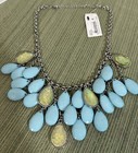 Blue Iridescent-Green Acrylic Bead Tear Drop Chandelier Statement Necklace New — photo 2