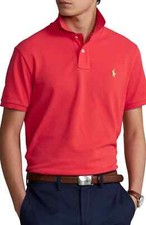 Polo Ralph Lauren L62826 Mens Red Custom Slim Fit Mesh Polo Shirt Size S