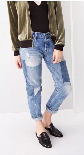 Stacked Patch Boyfriend Cropped Jeans 