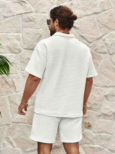 New Summer Outfit 2-Piece Set Tracksuit Short Sleeve Shirt and Shorts Sweatsuit - Bild 5 von 17