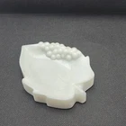 Imperial Glass White Milk Glass Grapes Leaf Trinket Dish Spoon Rest  Vintage