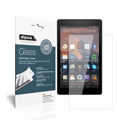 2x Schutzfolie für Amazon Fire HD 8 (2018) - Anti-Shock 9H Folie dipos Glass