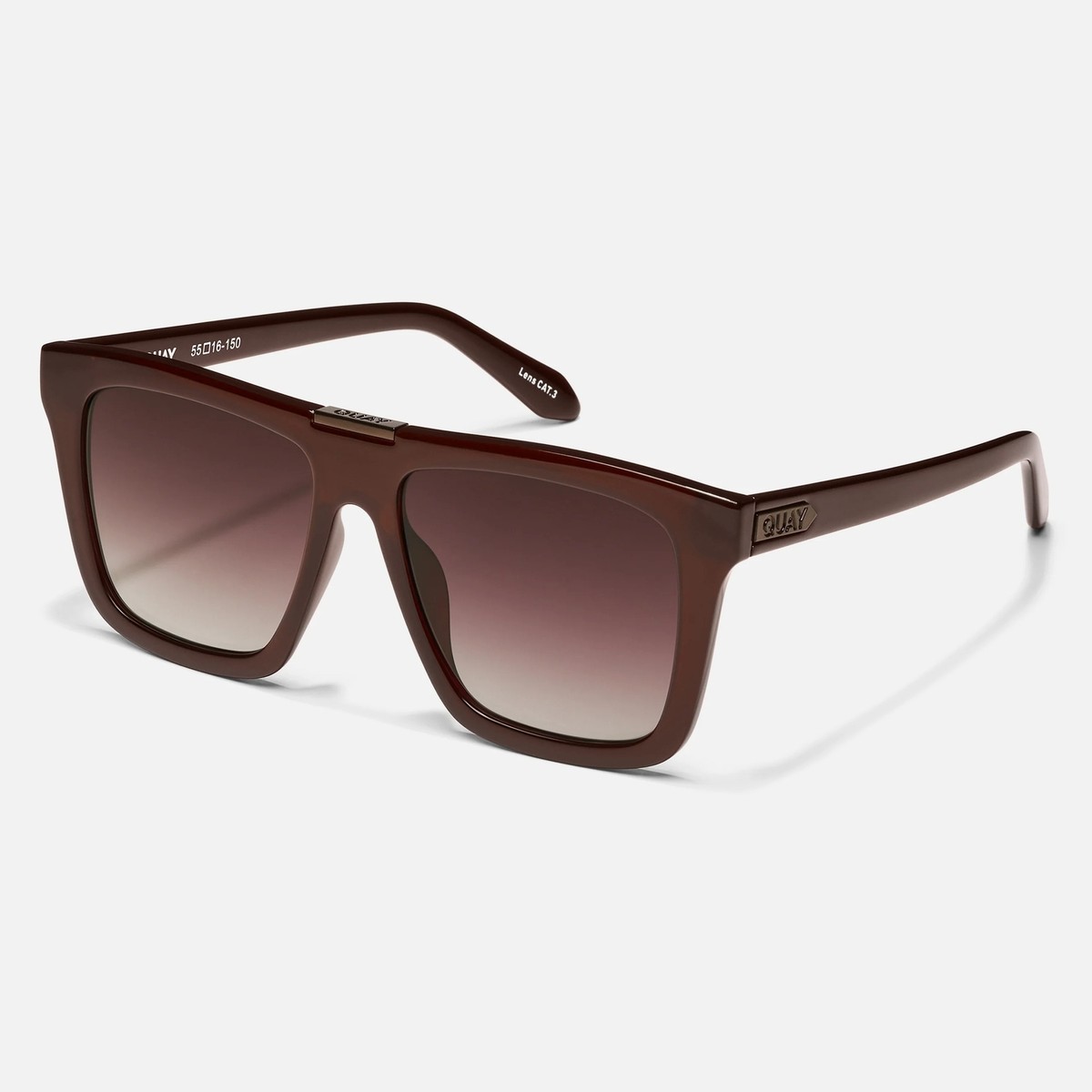 Quay Australia Name Drop Square Sunglasses Chocolate Dark 