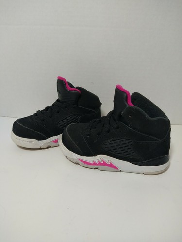pink and white jordans size 5
