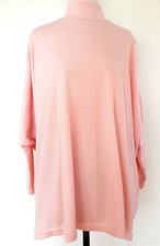 BOOHOO Soft Pink High Neck Cold Shoulder Batwing Rib Knit Top Size 16 BNWT