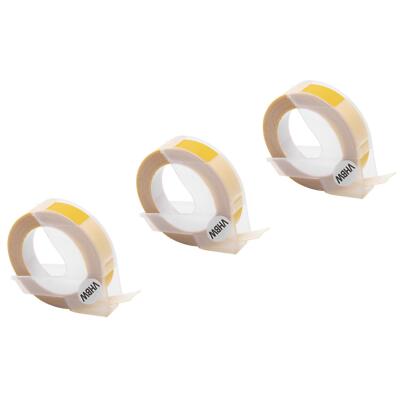3x 3D Schriftband für Dymo Office-Mate II 154000 Weiß/Gelb 9mm 3m