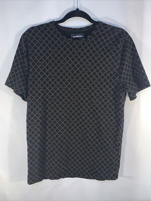 Express Stretch Moisture Wicking Black Womens Top With Design Size Medium #694