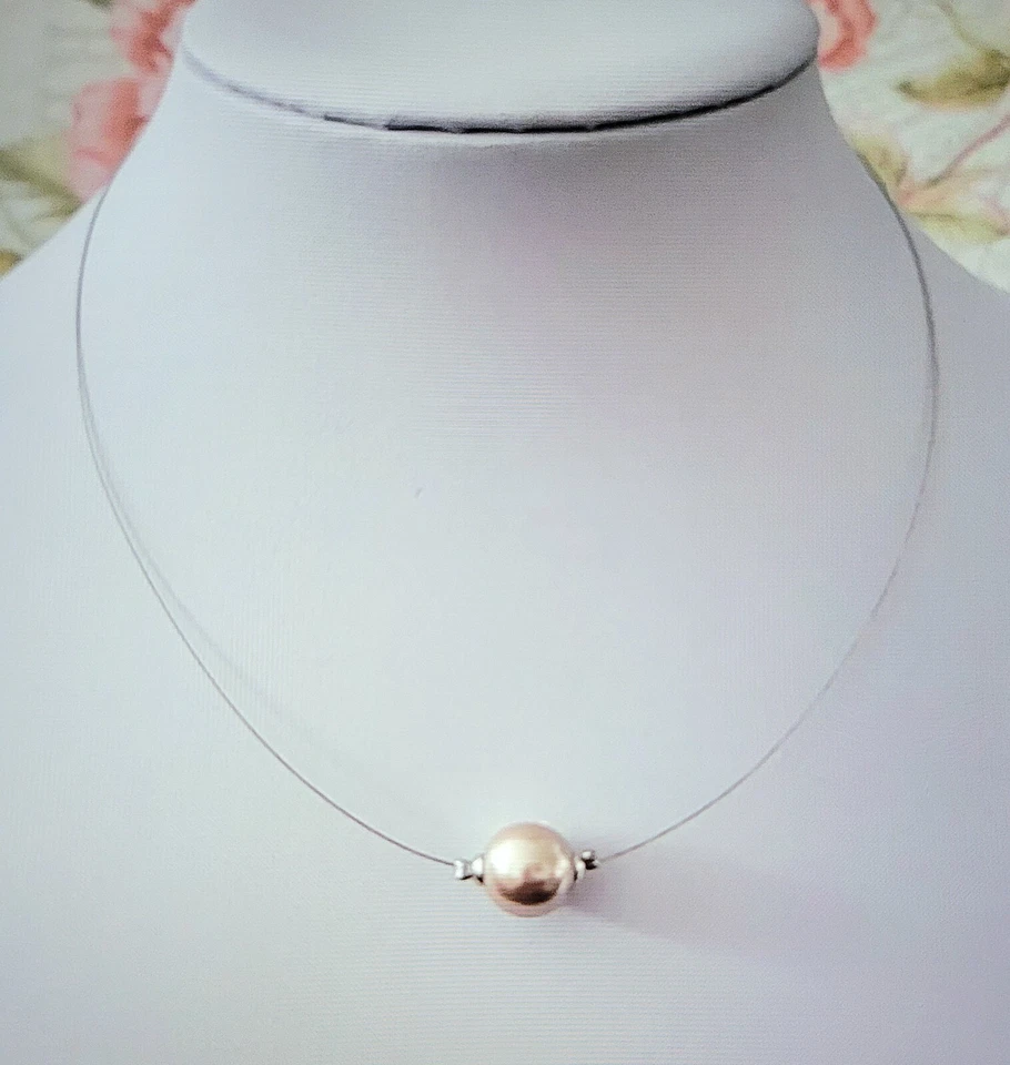 Kette Reif Edelstahl mit Orig. Mallorca Muschelkernperle Rose Neu