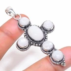 Moonstone Gemstone Handmade 925 Sterling Silver Jewelry Pendant Size 2.5"