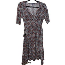 Bluheaven Brand Wrap Knee Length Dress V-Neck Polyester Blend Women's Size M
