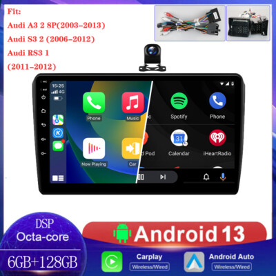 Android 13 6GB+128GB 9'' Car Stereo GPS CarPlay Touch Screen For Aud A3 S3 RS3 8P