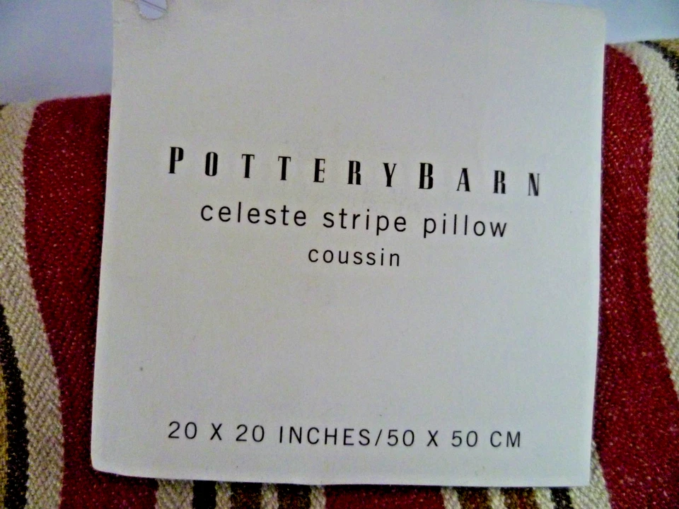 2 PIEZAS ALFARERO GRANERO Celeste Rayas Funda Almohada Decoración Rojo Bronceado 20x20" Mezcla de Lino Foto 3 de 4