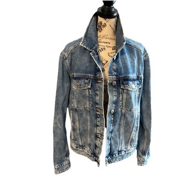 H & M Trucker Jacket Classic Denim Size 14 Streetwear 90 s Retro Soft Grunge