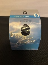 Leggs Sheer Comfort control Top Pantyhose Navy Size Q Enhanced Toe
