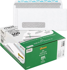  10 Envelopes, Letter Size, 4-1/8" X 9-1/2", Security Printed Lining for Privacy