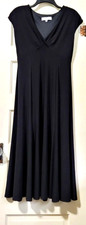 FLASH SALE Women Rena Rowan STRETCHY LONG A-Line Dress 10 Medium BLACK Short Slv