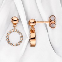 OhrhäNger 925 Sterling Silber Rotgold Vergoldet Mit Zirkonia Ohrringe