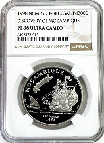 1987 PALLADIUM PORTUGAL 200 ESCUDOS 1oz MOZAMBIQUE COIN NGC PROOF 68 ULTRA CAM