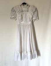Vtg Gunne SaX Girls Dress 12Y 14Y White Lace Aline Midi Maxi High Neck Rare