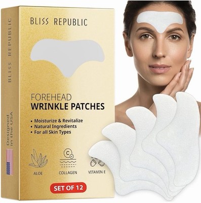 Bliss Republic Set Of 12 Forehead Wrinkle Patches with Aloe, Collagen, Vitamin E