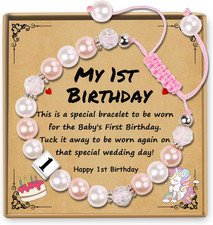 Beaded Bracelets for Girls, Adjustable Cross/Pearl Birthday Gifts Ages 1-16