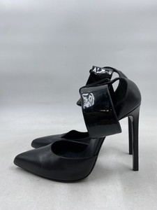 Saint Laurent Black Patent Leather Ankle Strap Pumps W 7