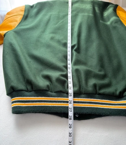 American Mens Classic Green Gold Letterman Varsity Team Jacket Large Made In USA image 11