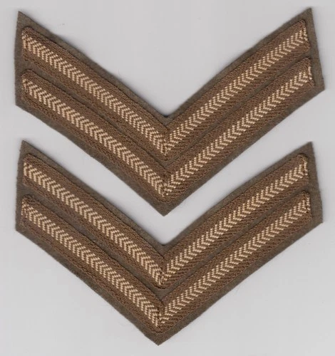 PAIR WW2 era British Army Rank Stripe Chevrons Corporal Patch Insignia Military