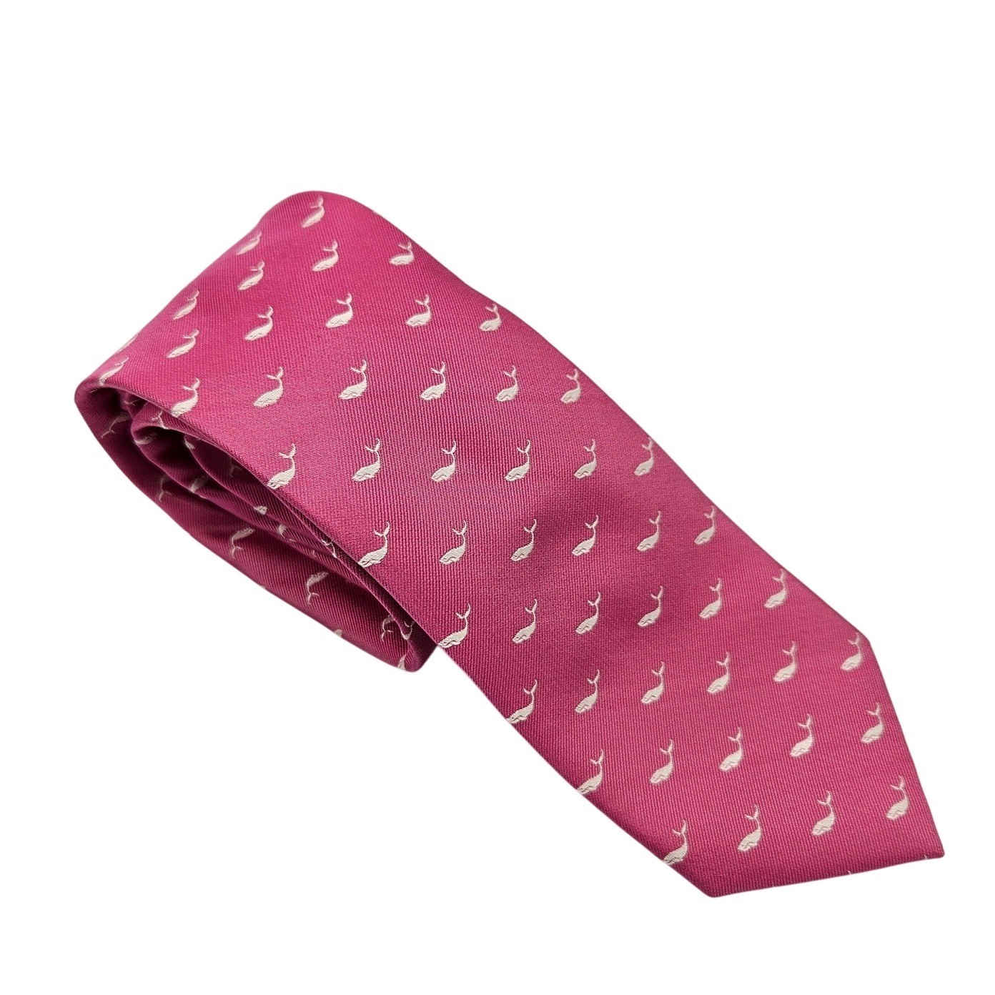 Jos A Bank Heritage Collection Pink Silk Whale Pattern Necktie