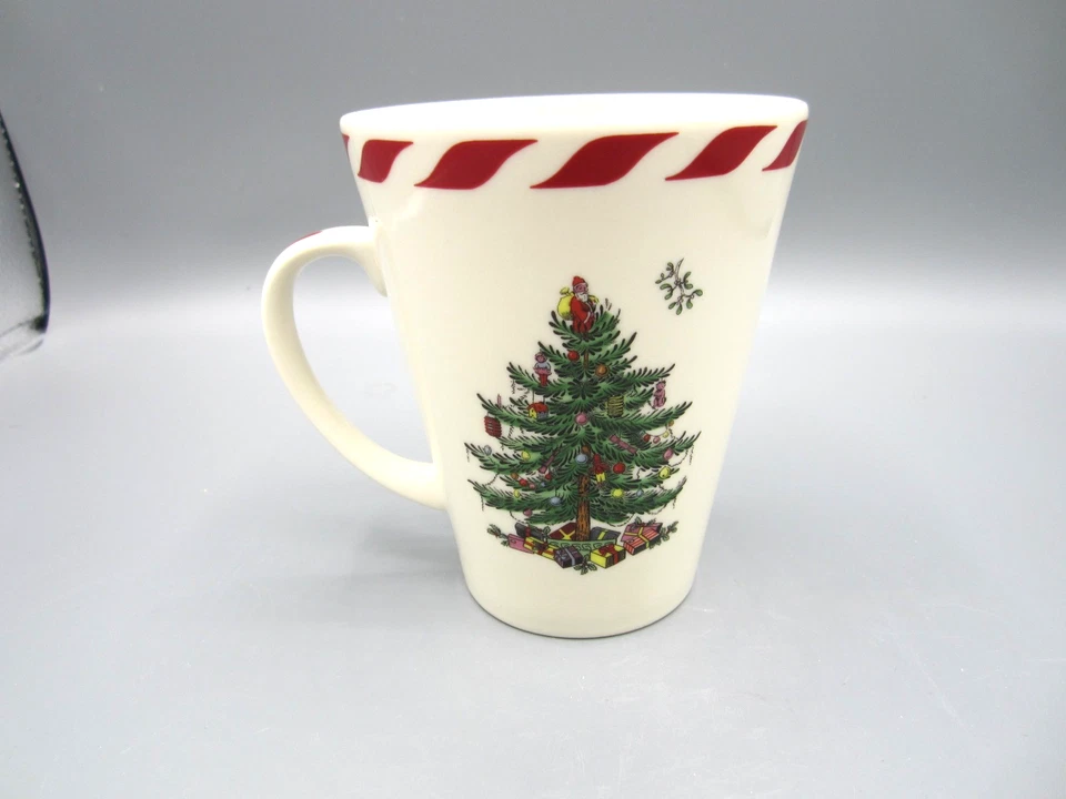 Taza de té de café Spode Christmas Tree, blanco acebo, rojo, verde 14 oz (C5) Foto 3 de 4