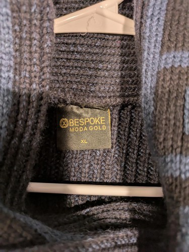 Bespoke Moda Gold Knit Sweater Buckle Collar Cable Design Greek Trim Mens XL - Picture 4 of 6
