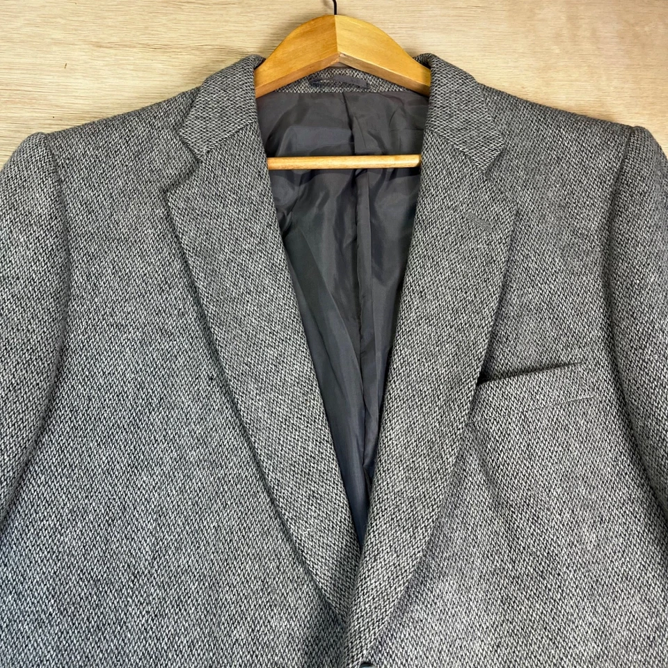 Blazer de tweed espiga Wrangler Western Wear de colección para hombre 42 gris jaspeado años 80 90 Foto 2 de 4