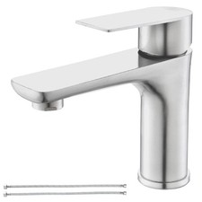 Single Hole Bathroom Faucet, Stainless Steel Bathroom Faucets, Brushed Nickel...