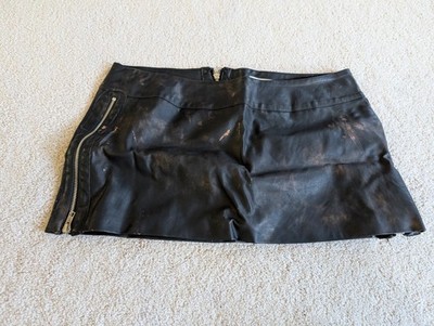 Tic Toc Faux Leather Black Distressed Skirt Dominatrix Size Large