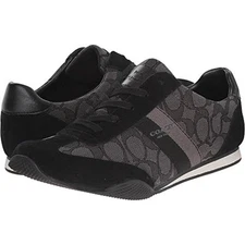 Coach Kelson Y2K Suede Sneakers Black Monogram Lace Up Shoes 8 Vintage 2000s