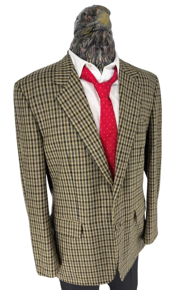 Cerruti Wool Cashmere Check Blazer Vintage Brown EU52 DE52 US42 - Image 2 of 4