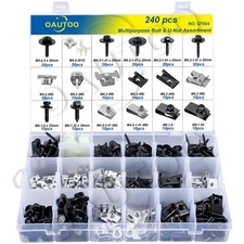 OAUTOO 240pcs Body Multipurpose Bolt & U-Nut Kit One Size, Raw Metal 