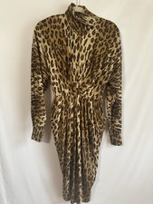 Vintage Ann Taylor Leopard Print Dress Size 4 Made in USA Talon Zipper High Neck