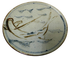VINTAGE AUSTRALIAN POTTERY FISH MOTIF HAND PAINTED CERAMIC PLATE