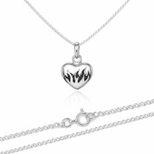 Collana Donna Cuore in Fiamme Argento 925 Ciondolo con Catenina Regalo