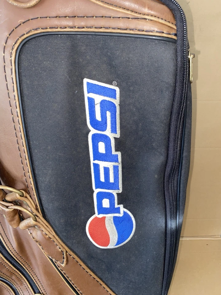 Bolsa de golf Pepsi deportiva vintage de cuero marrón Belding Foto 3 de 4