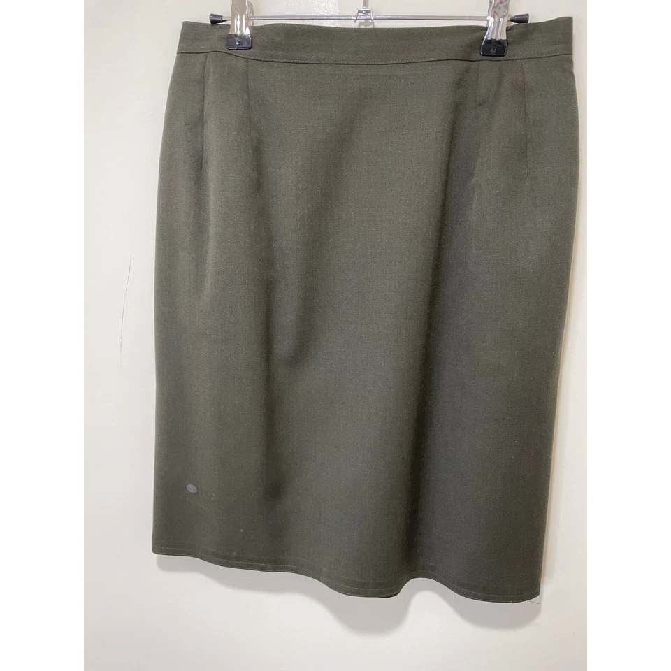 Harve Benard Skirt Suit Petite Olive Green Blazer Pencil Skirt Set - Image 2 of 3