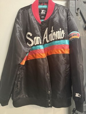 Vtg Starter Blk San Antonio Spurs Satin WarmUp Jacket  3XL Retro 90s Fiesta