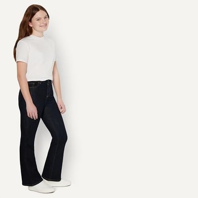 AMAZON ESSENTIALS GIRLS' HIGH STRETCH HIGH-RISE FLARE JEANS WOMEN 10 RINSE