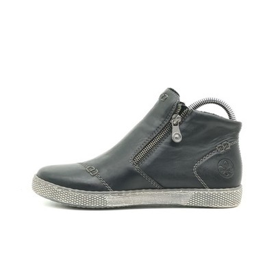 Rieker Damen Stiefel Schwarz Leder Knöchelhoch Reißverschluss Stiefelette EU 37