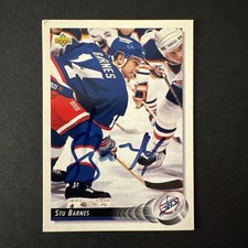 1992-93 Upper Deck AUTO (HAND SIGNED) Hockey #426 Stu Barns JETS EX/NM