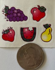 MINI FRUIT Stickers 10pc Provo  Grapes  Watermelon  Pear  Strawberry  Apples  Foods